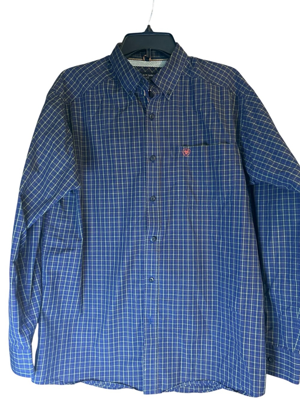 Ariat Pro Series Mens Blue Plaid Button front western Performance shirt Medium